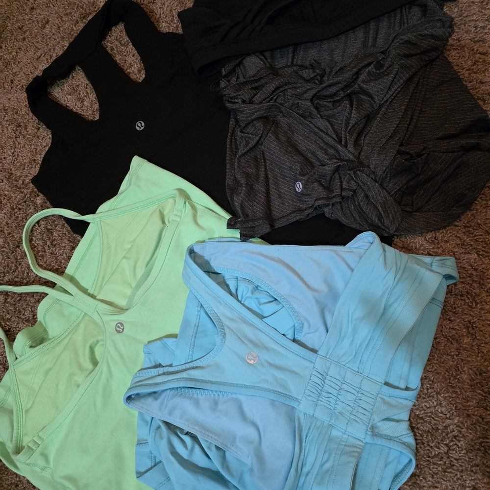 Lululemon Tank Tops Set in Black, Gray, Mint, and Blue